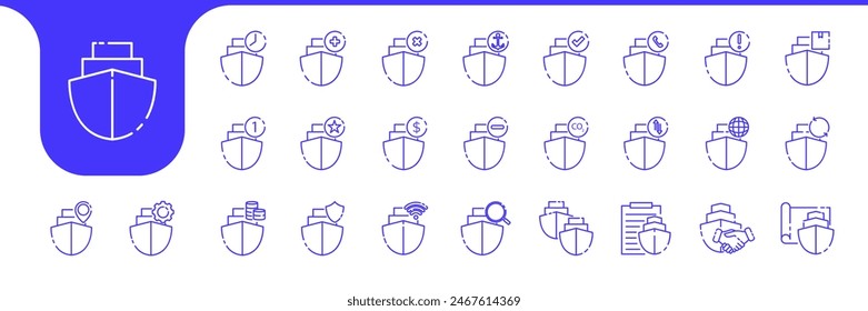 ship ocean lines modern icon set collection vector design