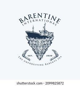 Ship ocean logo design vintage template inspiration