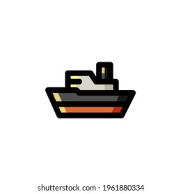 Ship Ocean Outline Icon Logo Vector Illustration
