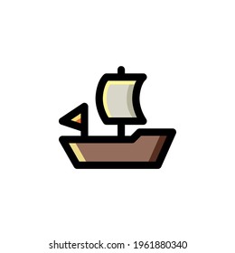 Ship Ocean Outline Icon Logo Vector Illustration
