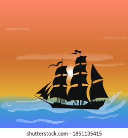 ship in the ocean storm