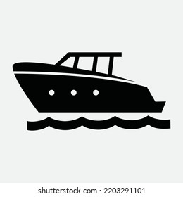 Ship - Ocean Transport - Boat Journey - Sea Travel - Vector Transport Black Icon