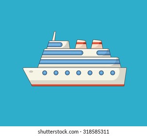 Ship on a blue background icon.