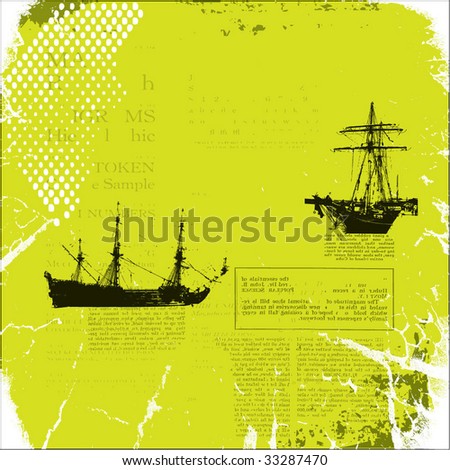 ship on a grunge background illustration