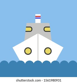 Ship on sea, illustration, vector on white background.