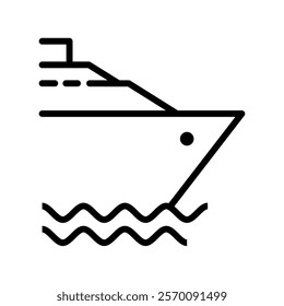 Ship on the sea, transportation icon illustration, isolated on white