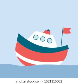 Ship on water, illustration, vector on white background.