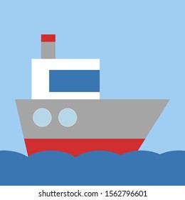 Ship on water, illustration, vector on white background.