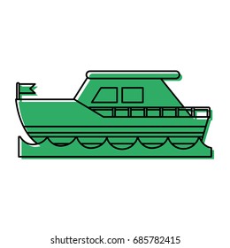 Ship On Water  Sideview With Flag Icon Image 