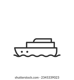 ship on waves of water, linear icon. Line with editable stroke