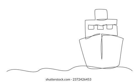 Ship One line drawing isolated on white background