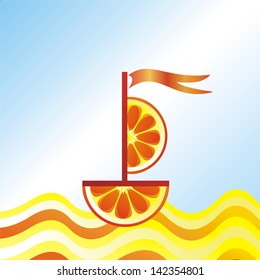 Ship orange vector illustration