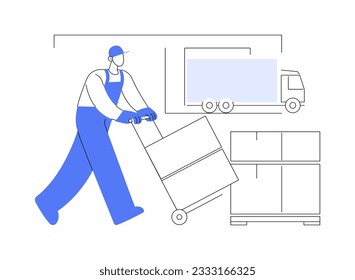 Enviar pedidos a clientes ilustraciones abstractas de vector de concepto. Proceso de carga de mercancías para su envío, negocio de exportación, comercio exterior, consolidación de pedidos, formación de paquetes metáfora abstracta.