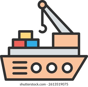 Ship Outline Filled Style Icon