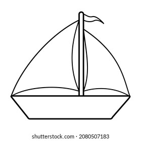 Ship outline icon. Coloring book page for children. Boat vector illustration isolated on white background.