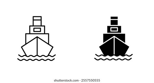 Ship outlined and solid icon vector collection.