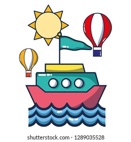 ship over sea cartoon
