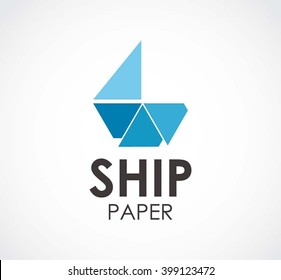 Ship paper of marine abstract vector and logo design or template transport business icon of company identity symbol concept