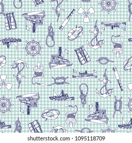 Ship pattern illustration,
Illustration of an old ship image,
It repeats itself seamlessly
