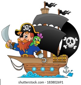 Barco con ilustración vectorial pirata 1 - eps10.
