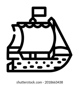 vector de icono de la línea pirata de envío. seña de pirata de barco. símbolo de contorno aislado ilustración negra