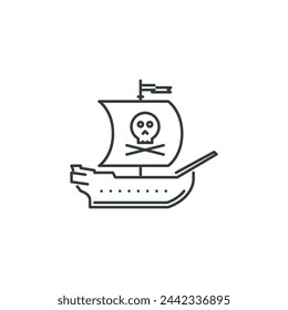 Ship, pirate, seafaring, crime, bandit icon, vector illustration