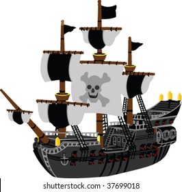 ship of pirates silhouett - vector