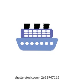 Ship pixels icon style vector design template