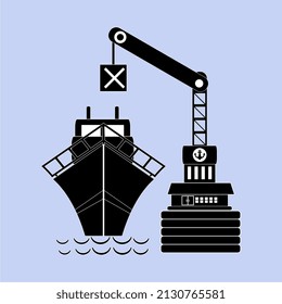 ship port vector illustration, perfect for icons, mascots, advertisements, brochures, templates, posters, etc