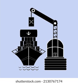 ilustración vectorial de puerto de envío, perfecta para iconos, mascotas, anuncios, folletos, plantillas, carteles, etc.