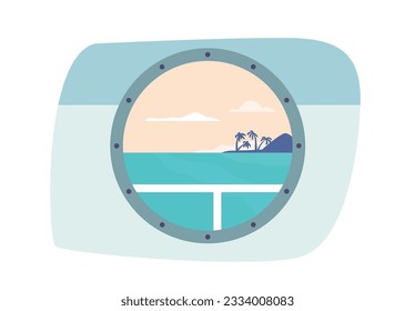 Ship Porthole With A Beautiful Seascape View, Offering A Glimpse Into The Vast Ocean, Creating A Serene Ambiance