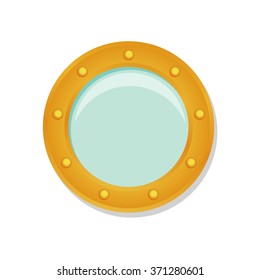 Ship porthole in cartoon style isolated on white background. Transparent shadow. Eps10 vector illustration