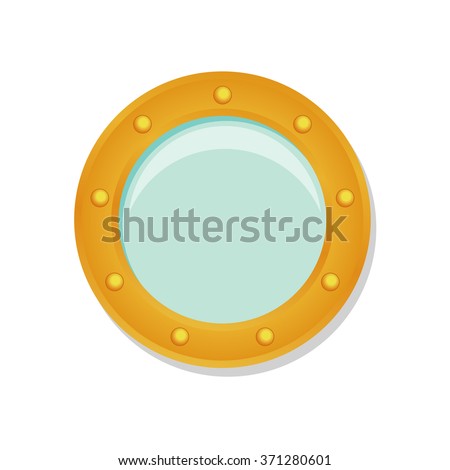 Ship porthole in cartoon style isolated on white background. Transparent shadow. Eps10 vector illustration