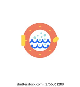 Icono plano del ojo de buche, signo vectorial, orificio de ojo y oleaje colorido pictograma aislado en blanco. Símbolo, ilustración del logotipo. Diseño de estilo plano