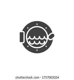 Ship porthole vector icon. filled flat sign for mobile concept and web design. Porthole and waves glyph icon. Sailing symbol, logo illustration. Vector graphics