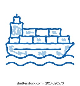 Ship Postal Transportation Company sketch icon vector. Hand drawn blue doodle line art sign. isolated symbol illustration