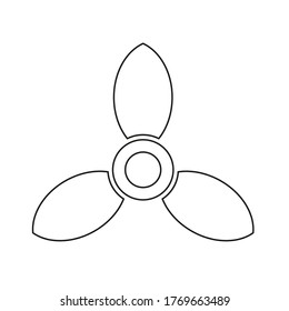 Ship propeller three blades flat style, contour