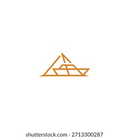 Diseño de logotipo de forma geométrica de la pirámide de barco.
