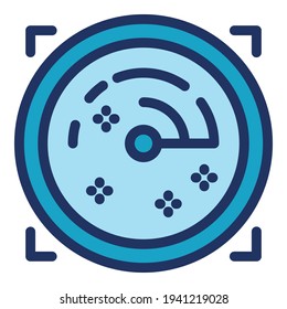 Icono de radar de envío. Esquema Icono del vector del radar de buques para el diseño web aislado en fondo blanco
