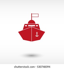 Ship - red vector  icon with shadow