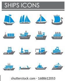 Ship related icons set on background for graphic and web design. Creative illustration concept symbol for web or mobile app.