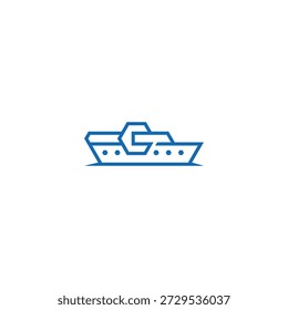 Concepto de diseño de logotipo de reparación de barcos.