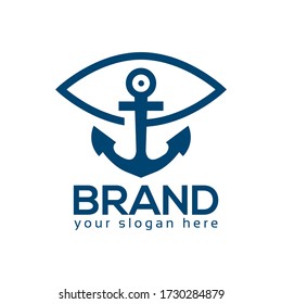 Ship Repair Logo, Flat design. Vector Illustration on turquoise background