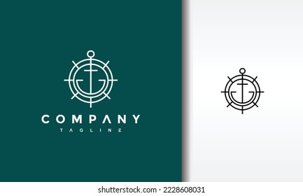 ship rudder anchor line logo	