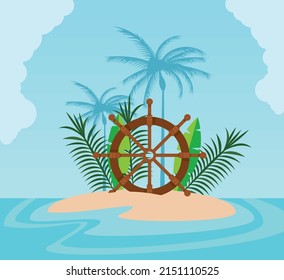 ship rudder in beach scene