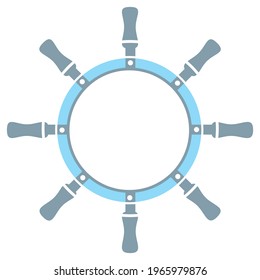 ship rudder, conceptual vector icon, frame, blue color