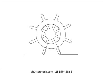 ship rudder continuous line vector illustration	