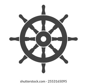 Ship rudder icon symbol shape. Ship helm logo sign. vessel Steering wheel silhouette. Vector illustration image. Isolated on white background.