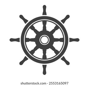 Ship rudder icon symbol shape. Ship helm logo sign. vessel Steering wheel silhouette. Vector illustration image. Isolated on white background.