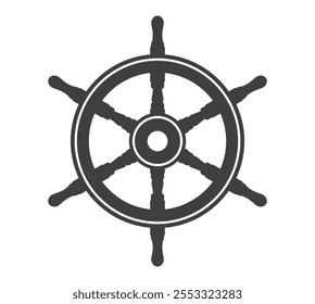 Ship rudder icon symbol shape. Ship helm logo sign. vessel Steering wheel silhouette. Vector illustration image. Isolated on white background.